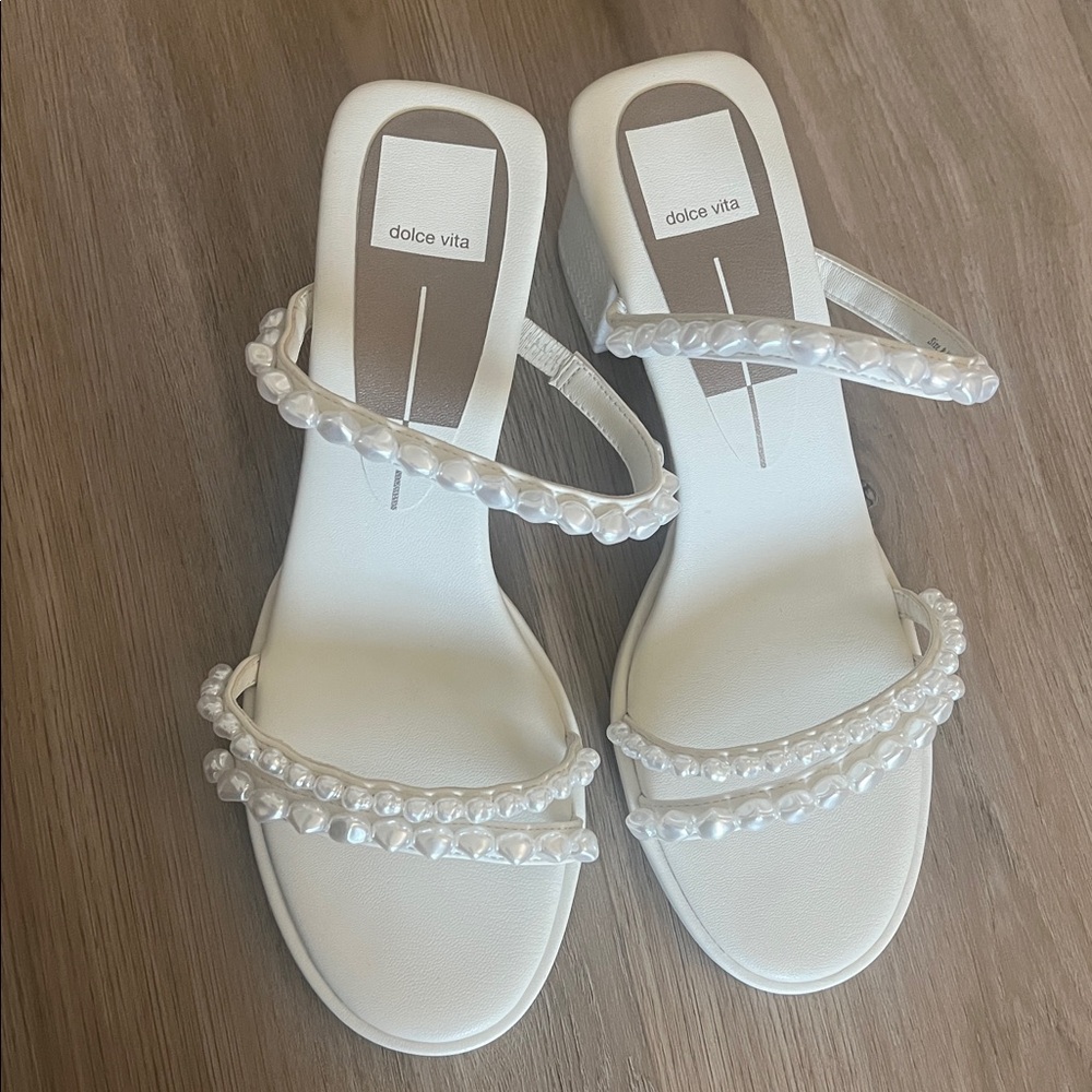 Dolce Vita Cream Pearl Strap Sandals